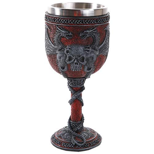 【中古】【未使用・未開封品】Double Dragon Wing Skull Goblet Wine Cup 7 inch by Pacific Giftware｜AJIMURA-SHOP