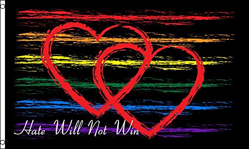 【中古】【未使用・未開封品】3?x 5?Hate Will Not WinフラグHearts虹プライドLBGT Lesbian Gay Bisexualバナー