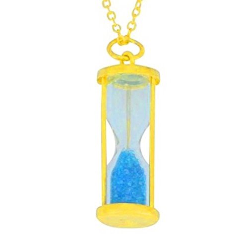 【中古】【未使用・未開封品】Natural Blue Topaz Time in Bottom Dust Hourglass Pendant 14Kt Yellow Gold Plated Over .925 Sterling Silver