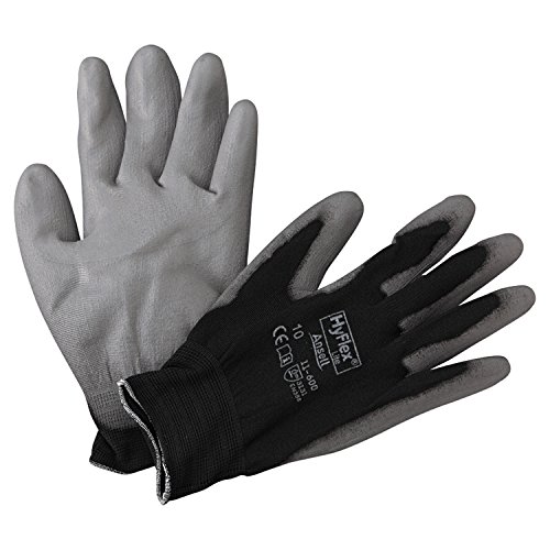 【中古】【未当て嵌める・未開封品】Ansell 11-600-10-BK HyFlex Lite Gloves, Size 10, Black/Gray (Pack of 12)