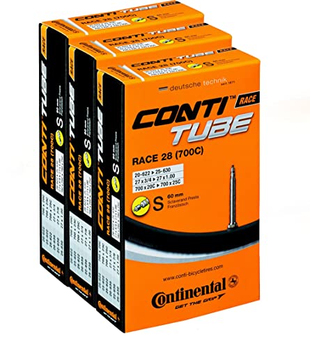 【中古】【未使用・未開封品】Continental Race 28 700 x 20-25 Cバイクインナーチューブ（3枚組） - Presta 60 mmロングバルブ
