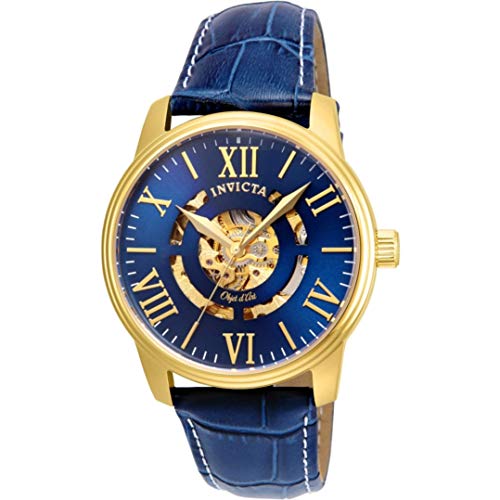 【中古】【未使用・未開封品】Invicta Men\'s \'Objet D Art\' Automatic Gold-Tone and Leather Casual Watch%カンマ% Color:Blue (Model: 22601)|AJIMURA-SHOP