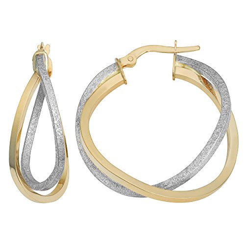 【中古】【未使用・未開封品】Kooljewelry 14K ツートンゴールド オーバーラップ ダブルフープイヤリング｜AJIMURA-SHOP