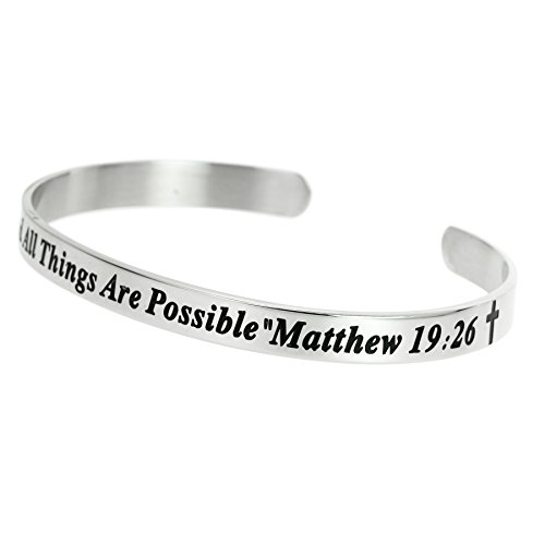 【中古】【未使用・未開封品】316lステンレススチールChristian Bible With God All Things Are Possible調整可能カフリストバンドバングル｜AJIMURA-SHOP