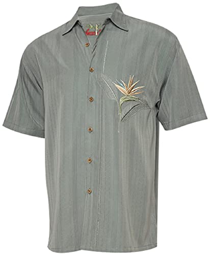 【中古】【未使用・未開封品】Bamboo Cay???Single Palm、メンズTropicalスタイルシャツ背景刺繍Ocean カラー: ブルー｜AJIMURA-SHOP