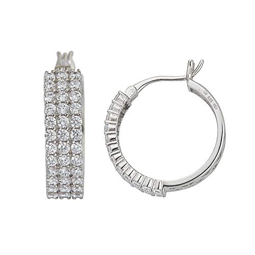 【中古】【未使用・未開封品】スターリングシルバーキュービックジルコニア3行Pave Frontal Hoop｜AJIMURA-SHOP