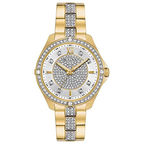 【中古】【未使用・未開封品】ブローバWomen 's Goldtone Crystal Watch One Size Stainless Steel/Yellow Gold/Pave Dial