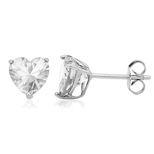 【中古】【未使用・未開封品】Kooljewelry スターリングシルバー キュービックジルコニア ハート誕生石イヤリング