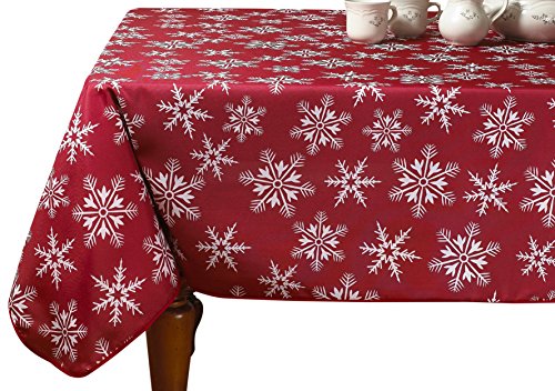 【中古】【未使用・未開封品】装飾クリスマス雪片デザインレッドテーブルクロス 60" x 84" EURO SESN SNOTC｜AJIMURA-SHOP
