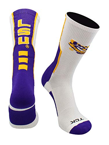 【中古】【未使用・未開封品】(X-Large, White/Purple/Gold) - TCK LSU Tigers Perimeter Crew Socks