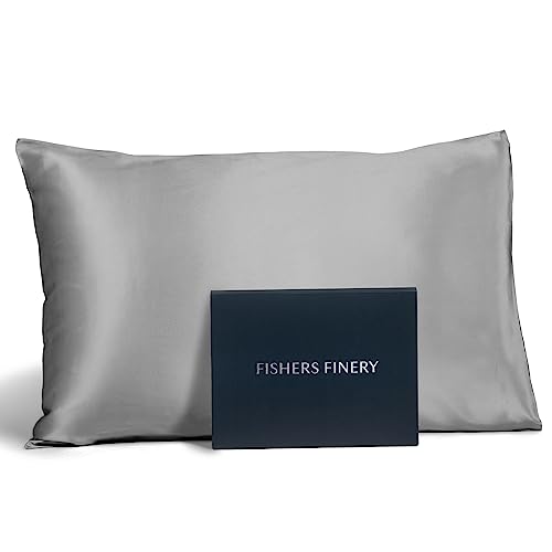【中古】【未当てはめる・未開封品】Fishers Finery 19粍 100%ピュアマルベリーシルク枕覆いかぶせる Good Housekeeping性質テスト作業済み (薄墨色 Q)