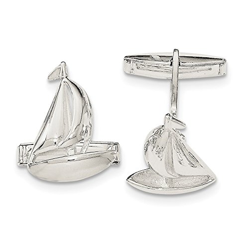 【中古】【未当て嵌める・未開封品】スターリングしろがね色Sail Boatカフリンク