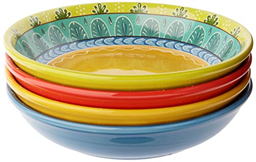 【中古】【未使用・未開封品】Certified International バレンシアスープ/パスタボウル 4個セット 9.25インチ マルチカラー