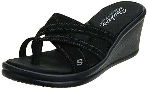 【中古】【未使用・未開封品】Skechers レディース Rumblers ウェッジサンダル, ブラック, 24.5