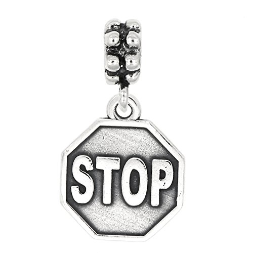 【中古】【未使用・未開封品】スターリングシルバーいぶし仕上げLarge Stop Signヨーロピアンダングルビーズチャーム