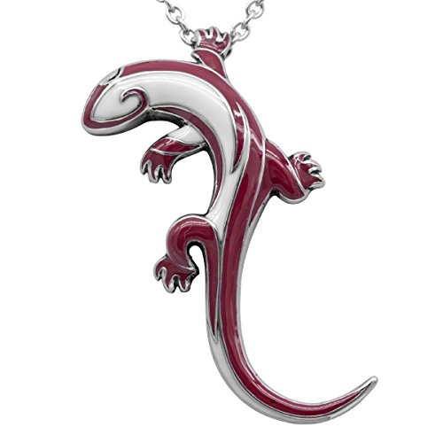 【中古】【未使用・未開封品】Controse silver-tonedステンレススチールTribal Lizardネックレス(レッド)