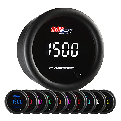 【中古】【未使用・未開封品】GlowShift 10 Color Digital 2200 F Pyrometer Exhaust Gas Temperature EGT Gauge Kit - Includes Type K Probe - Multi-Color LED Display - T