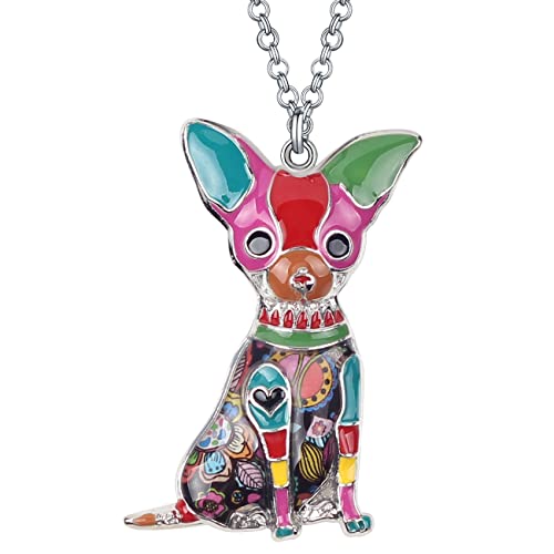 【中古】【未使用・未開封品】Bonsny ラブペット エナメル亜鉛合金 チワワ ネックレス 犬 動物 ペンダント 女性用 ジュエリー 18インチ