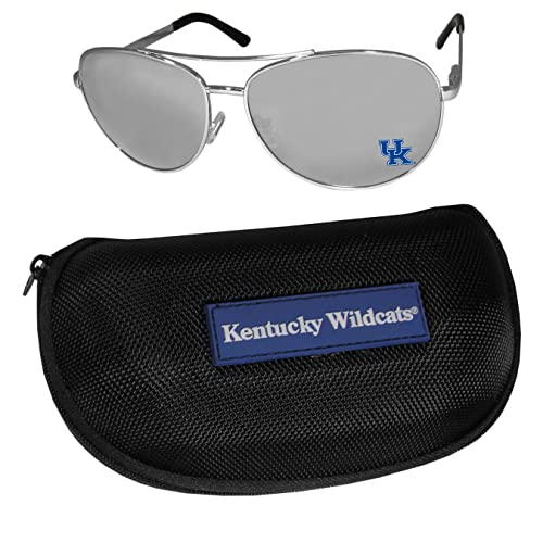 【中古】【未使用・未開封品】NCAA Siskiyou Sports Fan Shop ケンタッキー・ワイルドキャッツ アビエイター サングラスとファスナー付きキャリーケース フリーサイズ シルバ