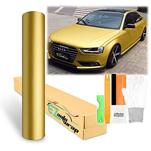 【中古】【未使用・未開封品】無料ツールキットezautowrapマットフラットゴールド車ビニールラップステッカーデカールフィルムシートwithエアリリース 60\