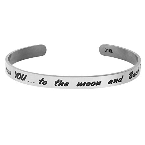 【中古】【未当て嵌める・未開封品】316lステンレス鋼スチール写真I Love You To The Moon And Back Adjustable Cuffブレスレットリストバンドバングル