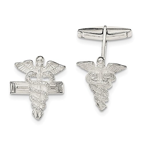 【中古】【未当て嵌める・未開封品】スターリングしろがね色Caduceiカフリンク