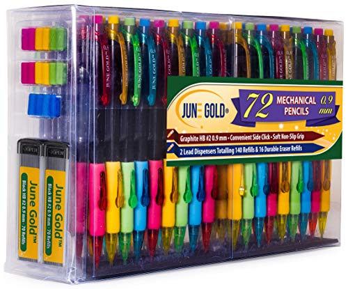 【中古】【未使用・未開封品】(0.9 mm) - June Gold 72 Mechanical Pencils, 0.9 mm HB 2 Lead, 2 Lead Dispensers/w 160 Refills & 16 Refill Erasers, Break Resistant, Con 14,019円
