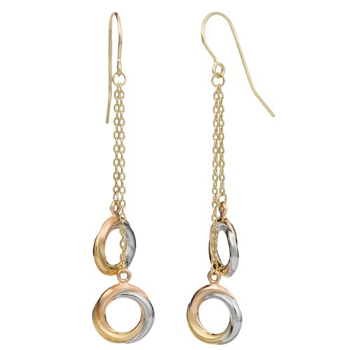 【中古】【未当て嵌める・未開封品】Kooljewelry 14K 3色 ゴールド 高光輝 ダングル 優しいこと航空マイル イヤリング