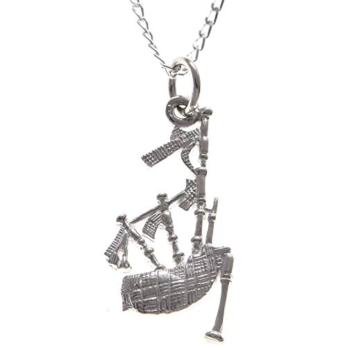 【中古】【未使用・未開封品】スターリングシルバーBagpipesペンダント???スコットランドネックレスwith 18?\