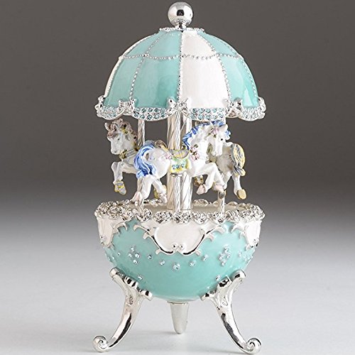 【中古】【未使用・未開封品】ブルーインペリアルイースターエッグwith Horse Carousel Trinketボックス
