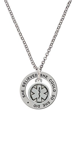 【中古】【未使用・未開封品】Silvertone Round EMT Star of Life She Believed彼女はcould Affirmationリングネックレス、24?"｜AJIMURA-SHOP