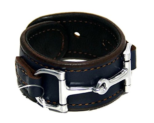 【中古】【未当て嵌める・未開封品】Save Shepherd 乗り馬馬馬用ビットなめし革 ワイドカフブレスレット しろがね色ハードウエア, なめし革