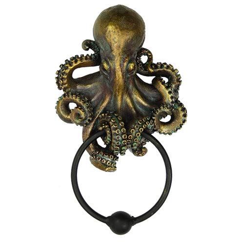 【中古】【未使用・未開封品】Decorative Octopus Kraken樹脂ドアノッカーwith Cast Iron Knocker壁Sculpture