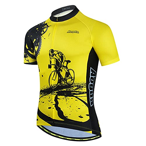 【中古】【未使用・未開封品】Aogda Cycling Jerseys メンズ バイクシャツ 通気性のある半袖タイツスーツ バイキングビブショーツ サイクルジャケットとパンツ