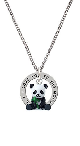 【中古】【未使用・未開封品】樹脂Panda Bear I Love You To The Moon And Back Affirmationリングネックレス、24?\