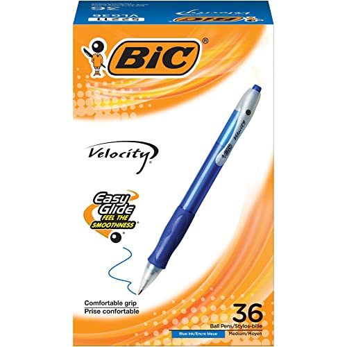 【中古】【未使用・未開封品】(Blue) - BIC Velocity Retractable Ball Pen, Medium Point (1.0mm), Blue, 36-Count