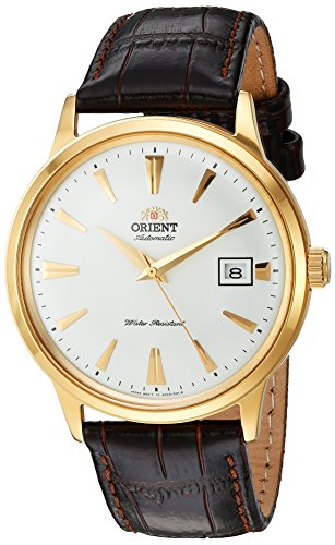 【中古】【未当て嵌める・未開封品】Orient 「第2時人バンビーノバージョンI」日本製自動小銃一巻きステンレス鋼スチール写真とレザードレスウォッチ, ゴールド声の調子