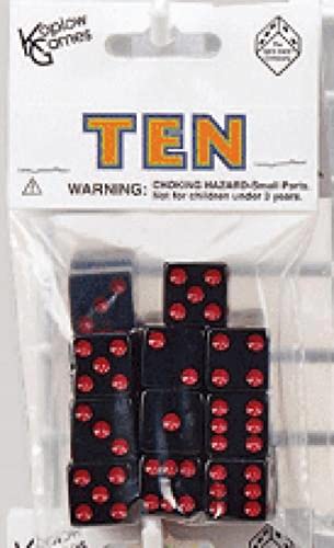 【中古】【未使用・未開封品】Set of 10 Six Sided Square Opaque 16mm D6 Dice - Black with Red Pip Die by Koplow Games｜AJIMURA-SHOP