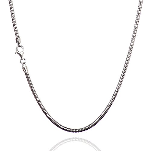 【中古】【未使用・未開封品】925スターリングシルバー2.40?MM Realスネークチェーンネックレスwith Pear Shape clasp-rhodium仕上げ|AJIMURA-SHOP