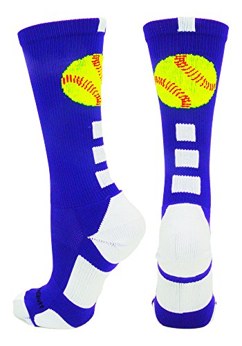 【中古】【未当て嵌める・未開封品】(Small, Royal/White) - MadSportsStuff Softball Logo Crew Socks