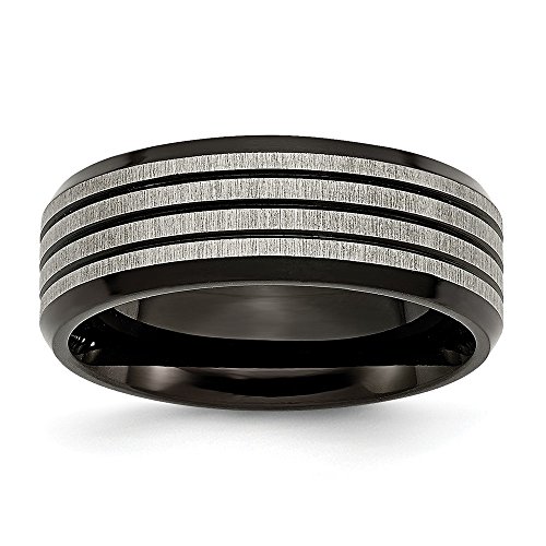 【中古】【未使用・未開封品】Jewels By Lux チタンストライプ 8mm ブラック イオンプレーティング つや消し/研磨バンド|AJIMURA-SHOP