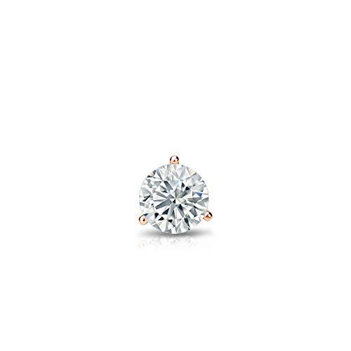 【中古】【未使用・未開封品】14?Kゴールド3-prong Martiniラウンドダイヤモンドシングルスタッドイヤリング( 0.08ct、Good、si1-si2?) screw-back