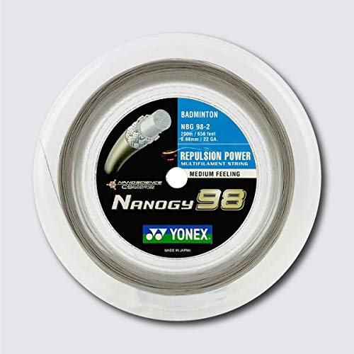 【中古】【未当て嵌める・未開封品】ヨネックス Nanogy 98 バドミントン文字列 200m 木管(しろがね色薄墨色)