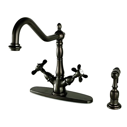 【中古】【未当て嵌める・未開封品】キングストン金管楽器ks1235bexbsエセックスMonoデッキマウントキッチン水道の栓金管楽器Sprayer、油絵の具はブロンズ