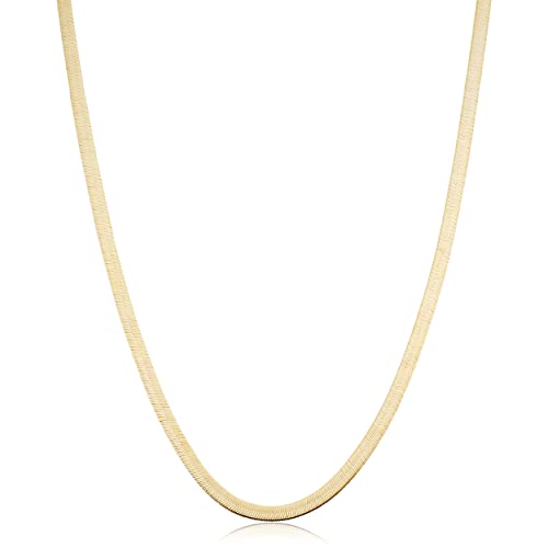 【中古】【未使用・未開封品】Kooljewelry 10Kイエローゴールド 3.3mm ヘリンボーンネックレス (18インチ)