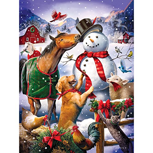 【中古】【未使用・未開封品】Bits and Pieces - 500ピース ジグソーパズル 大人用 - クリスマスバーンスノーマン - 500ピース アニマルウィンターシーン ジグソー アーティス