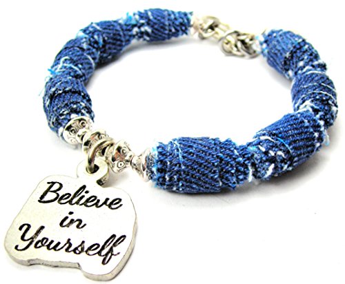 【中古】【未当て嵌める・未開封品】Believe インチ Yourself Blue Jean Distressedデニムトグルブレスレット