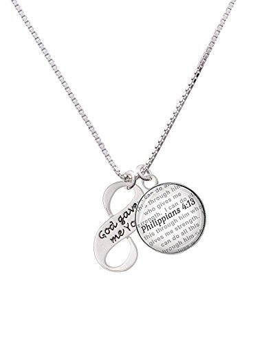 【中古】【未当て嵌める・未開封品】Silvertone God Gave Me You Infinity Sign - バイブルの詩作家ピリピ人への水茎の跡 4:13 ガラスドームネックレス 18in+2in