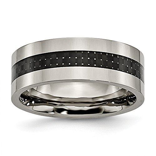 【中古】【未当て嵌める・未開封品】Jewels By Luxチタンポリッシュブラックカーボンファイバーインレイフラット8粍ダンス楽隊