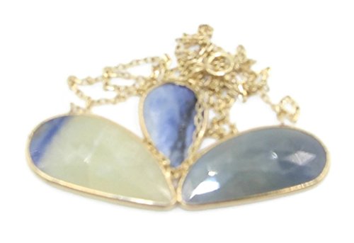 【中古】【未当て嵌める・未開封品】剥き身されたサファイア御花19?\"首飾り、14?Kイエローゴールドケーブルチェーン"